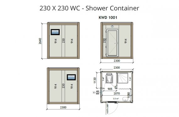 KW2 230X230 WC - Douche Container