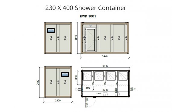 KW4 230X400 Douche Container
