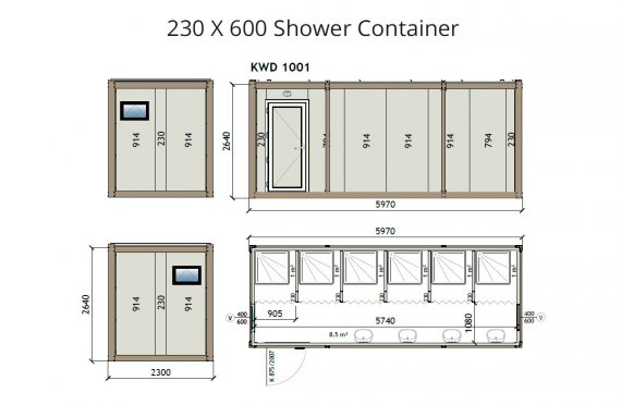 KW6 230X600 Douche Container
